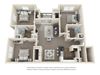 The Birch 3 Bedroom 2 Bath 3D Floorplan
